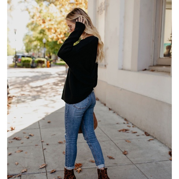 LENORA Twist Back Sweater in Classic Black - Picture 3 of 8